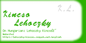 kincso lehoczky business card